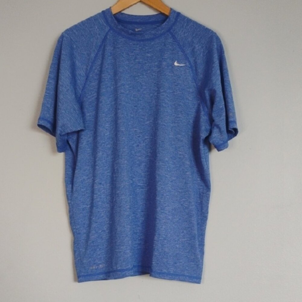 Nike Dri Fit  Blue Short Sleeve Men's T Shirt Top Size L Lightweight Crew Neck